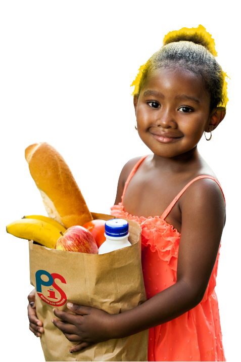 Little Girl holding Groceries